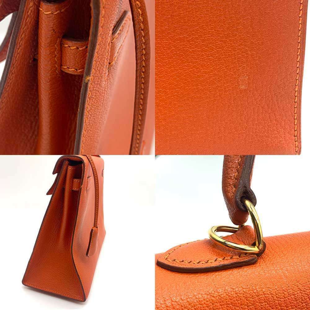 Hermes Kelly 25 Chevre Orange F Stamped Outside Stitching Hand Bag Shoulder S... - Picture 6 of 8